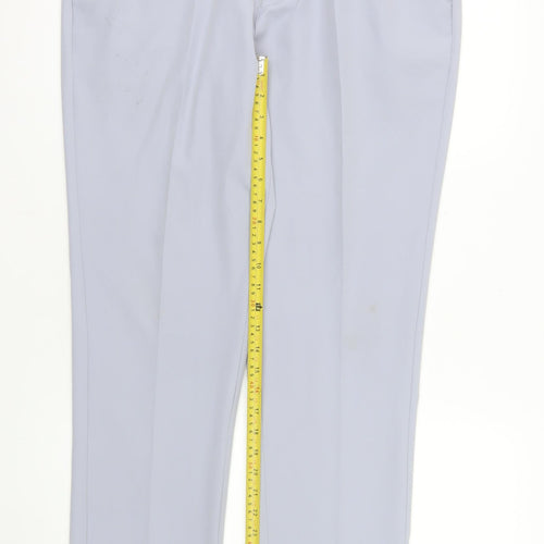 Druids Men's Grey Stretch Chino Trousers 36W 32L Straight Leg