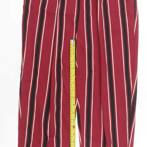 PrettyLittleThing Women’s Red Striped Cropped Tapered Trousers Size 10