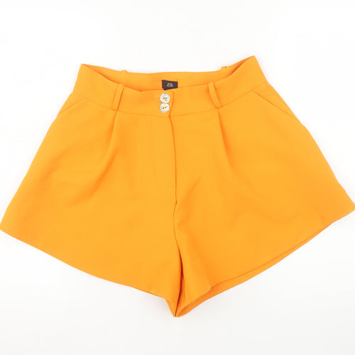 River Island Womens Orange Chino Shorts Size 14 High Waist
