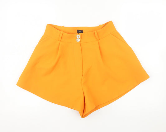 River Island Womens Orange Chino Shorts Size 14 High Waist