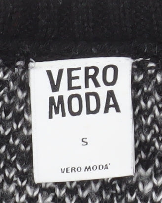 Vero Moda Women’s Black Floral Knit Acrylic Jumper Size S