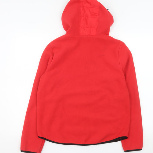 Cecil Men Red Polyester Hooded Full Zip Fleece Jacket Size S