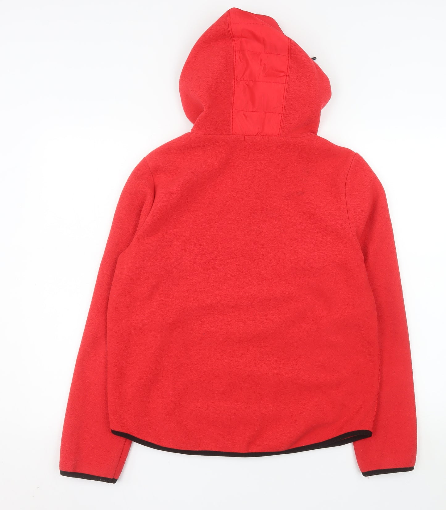 Cecil Men Red Polyester Hooded Full Zip Fleece Jacket Size S
