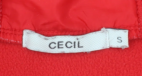 Cecil Men Red Polyester Hooded Full Zip Fleece Jacket Size S