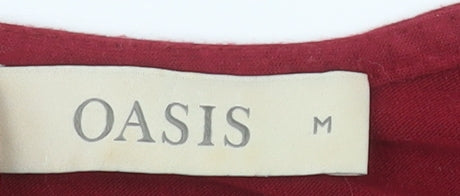 Oasis Women's Red Lace Tunic Blouse Size M 3/4 Sleeve Round Neck