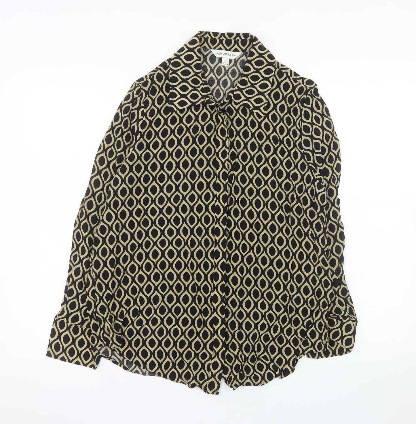 Marks and Spencer Autograph Women's Black Geometric Blouse Size 12