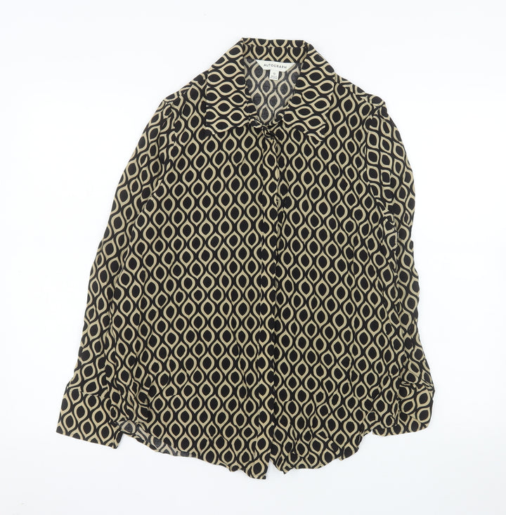 Marks and Spencer Autograph Women's Black Geometric Blouse Size 12