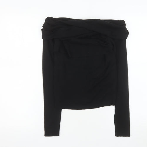 Commense Women’s Black Off Shoulder Long Sleeve Knit Blouse M