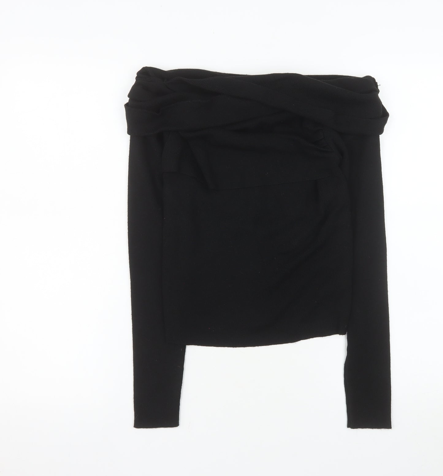 Commense Women’s Black Off Shoulder Long Sleeve Knit Blouse M