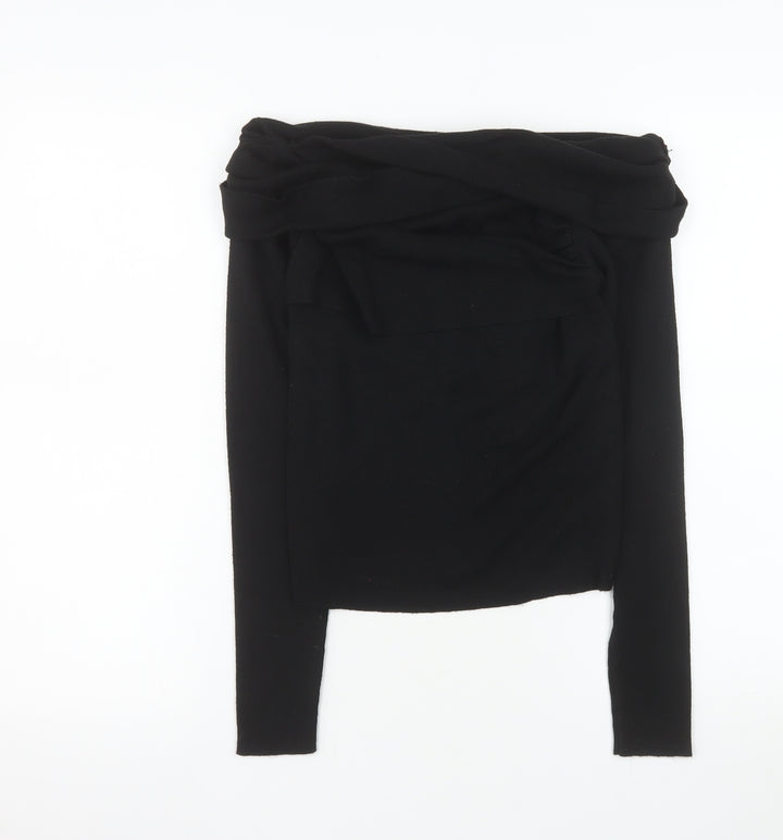 Commense Women’s Black Off Shoulder Long Sleeve Knit Blouse M