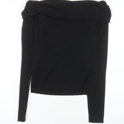 Commense Women’s Black Off Shoulder Long Sleeve Knit Blouse M