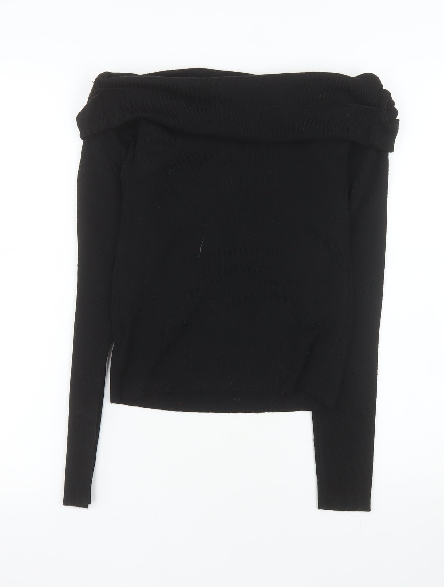 Commense Women’s Black Off Shoulder Long Sleeve Knit Blouse M