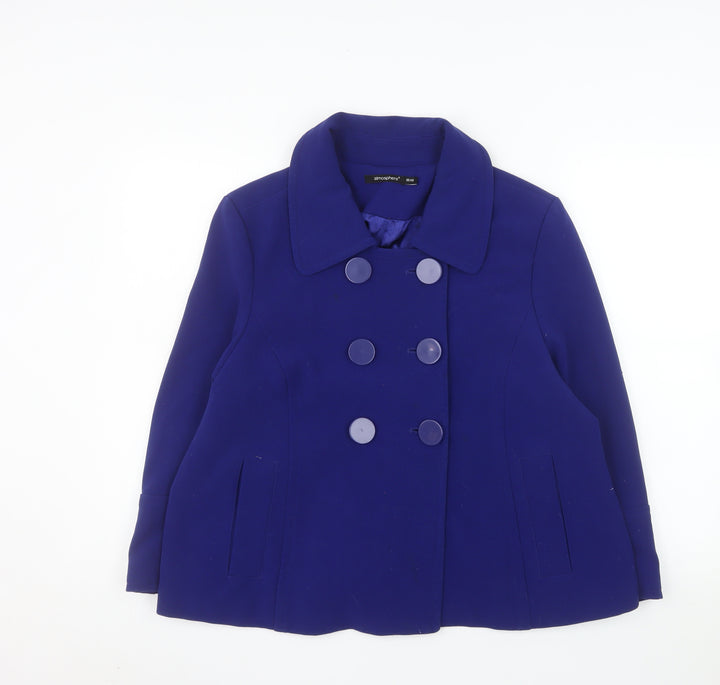 Atmosphere Womens Blue Pea Coat Size 18 Short Lined Button Jacket