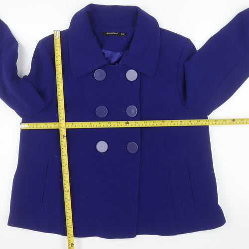Atmosphere Womens Blue Pea Coat Size 18 Short Lined Button Jacket