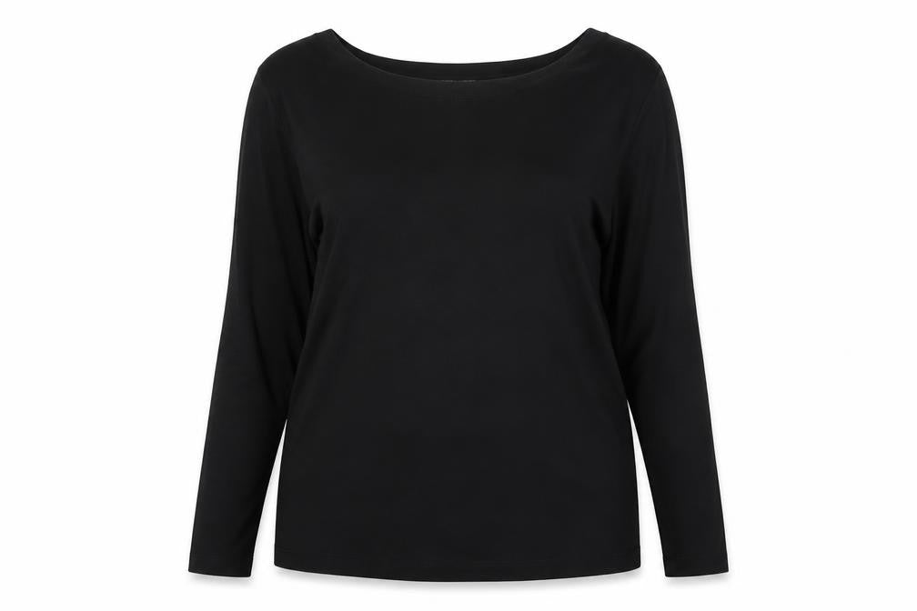 Front view of Dunnes Women's Black XL Long Sleeve Basic Stretch Top
