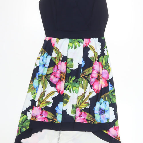 Mela London Women's Multicoloured Floral Hi-Low Fit & Flare Dress Size 8