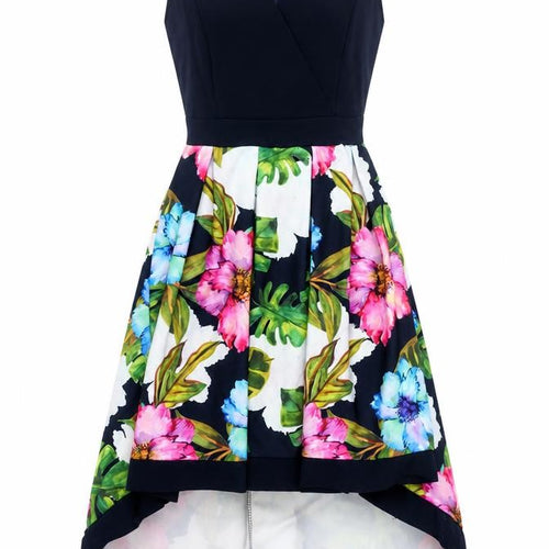 Mela London Women's Multicoloured Floral Hi-Low Fit & Flare Dress Size 8
