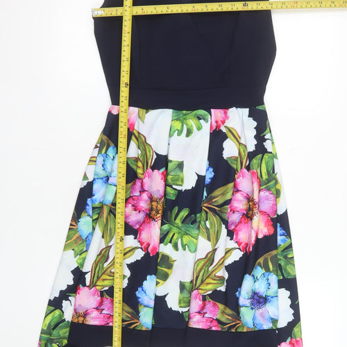Mela London Women's Multicoloured Floral Hi-Low Fit & Flare Dress Size 8