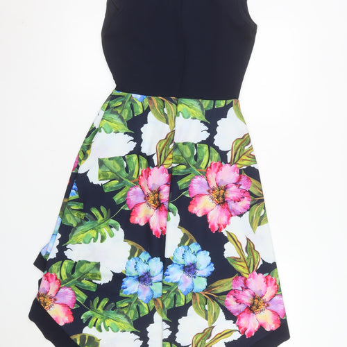 Mela London Women's Multicoloured Floral Hi-Low Fit & Flare Dress Size 8