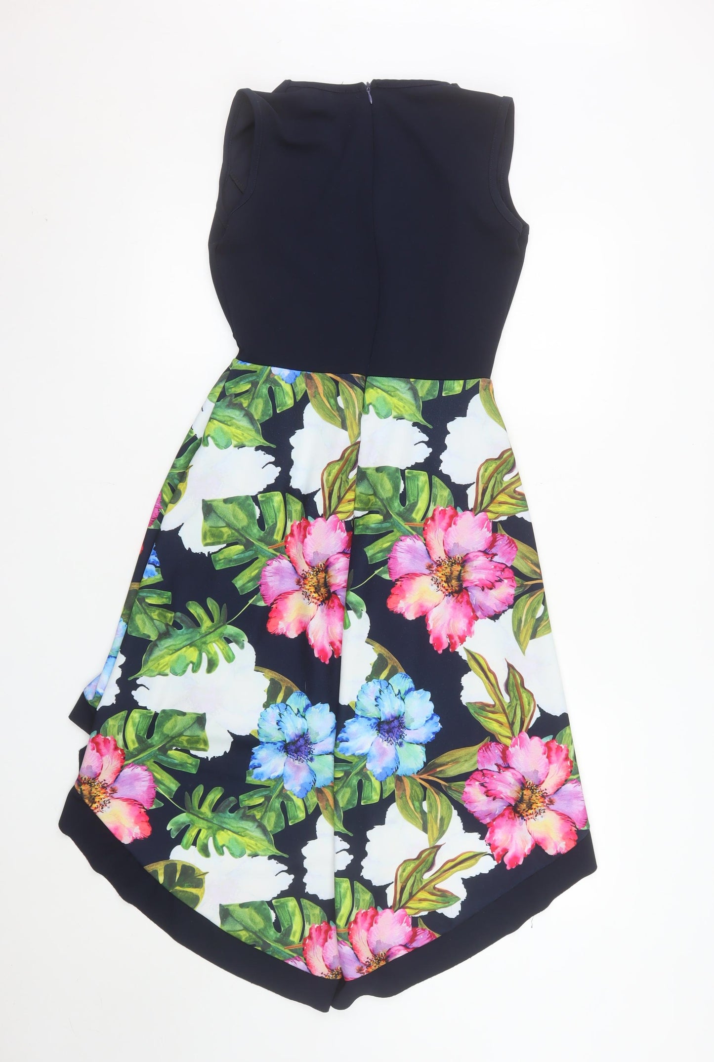 Mela London Women's Multicoloured Floral Hi-Low Fit & Flare Dress Size 8