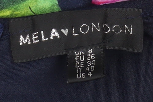 Mela London Women's Multicoloured Floral Hi-Low Fit & Flare Dress Size 8