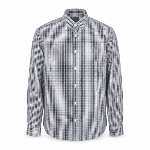 Gap Men's Blue Check Non-Iron Cotton Long Sleeve Shirt L