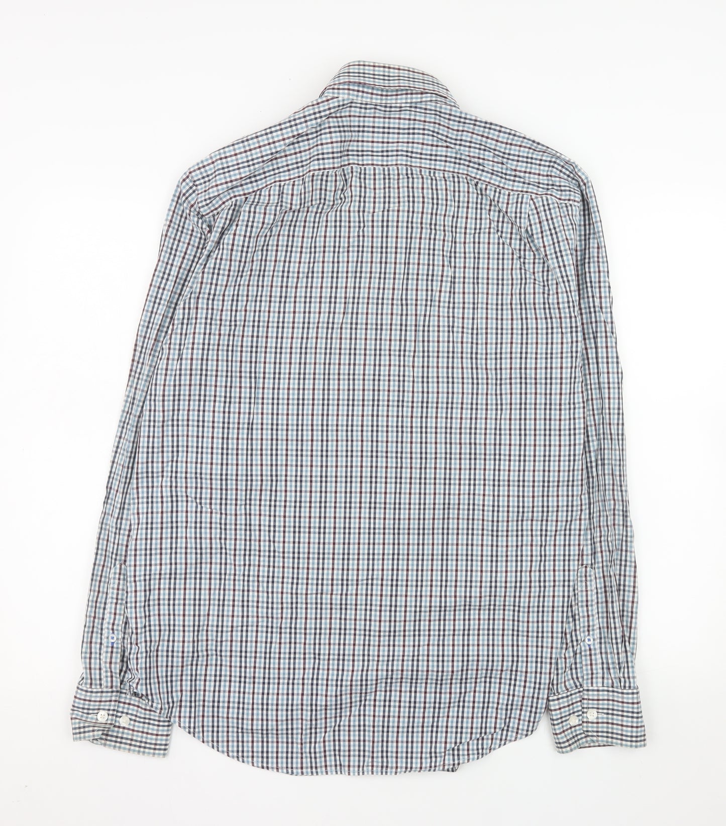 Gap Men's Blue Check Non-Iron Cotton Long Sleeve Shirt L