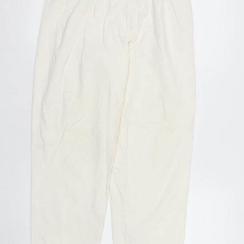 COS Women’s Ivory Chino Trousers Size 8 Pleated Hemp Blend