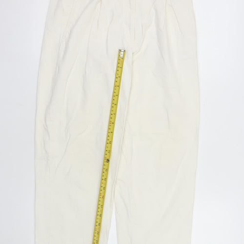 COS Women’s Ivory Chino Trousers Size 8 Pleated Hemp Blend