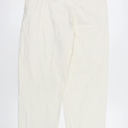 COS Women’s Ivory Chino Trousers Size 8 Pleated Hemp Blend