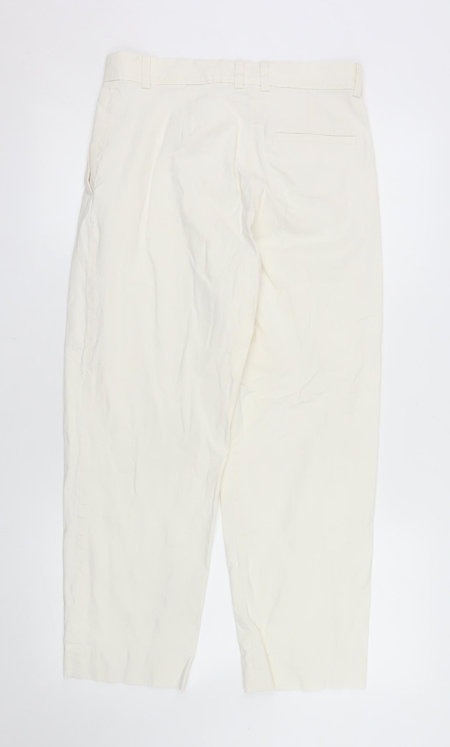 COS Women’s Ivory Chino Trousers Size 8 Pleated Hemp Blend
