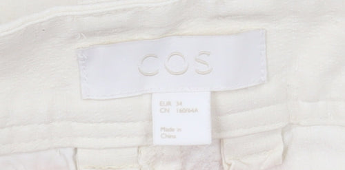 COS Women’s Ivory Chino Trousers Size 8 Pleated Hemp Blend