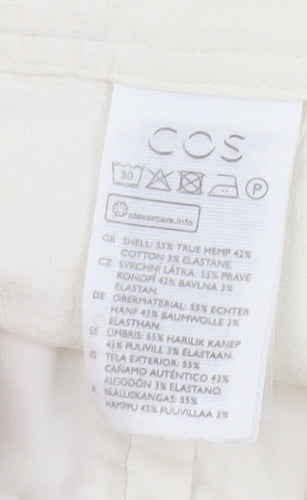 COS Women’s Ivory Chino Trousers Size 8 Pleated Hemp Blend