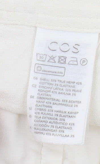 COS Women’s Ivory Chino Trousers Size 8 Pleated Hemp Blend