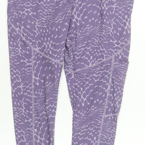 Crane Womens Purple Animal Print Gym Leggings Size 12-14