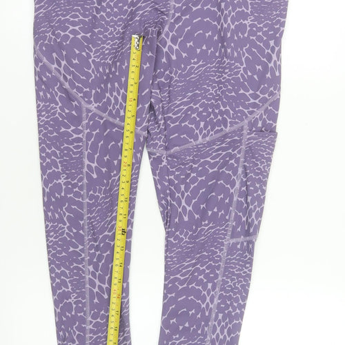 Crane Womens Purple Animal Print Gym Leggings Size 12-14