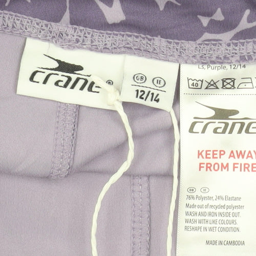 Crane Womens Purple Animal Print Gym Leggings Size 12-14