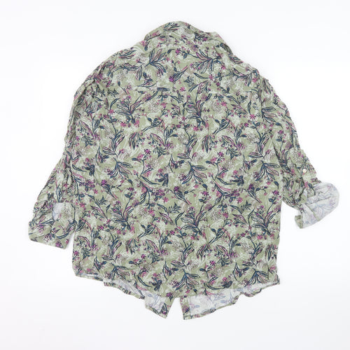 Isle Essentials Women’s Green Floral Button-Up Tunic Shirt Size 16