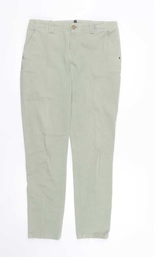 Dash Womens Green Chino Trousers Size 10R Cotton Blend