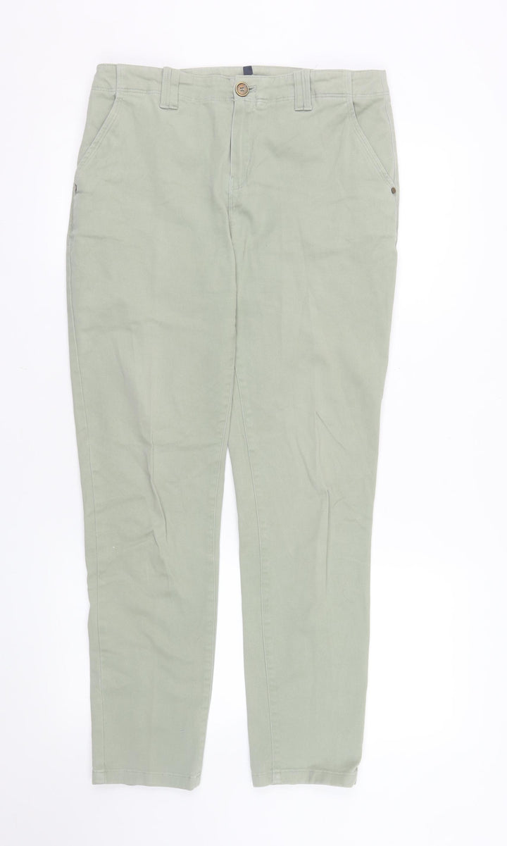 Dash Womens Green Chino Trousers Size 10R Cotton Blend
