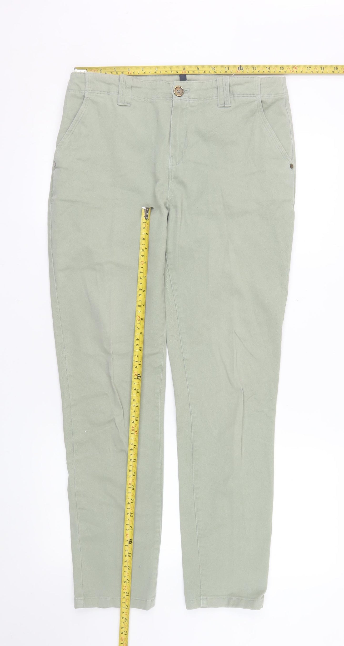 Dash Womens Green Chino Trousers Size 10R Cotton Blend