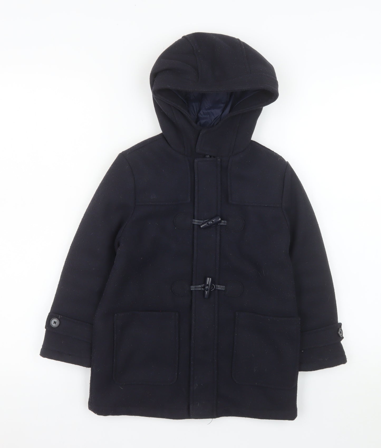 Mayoral Boys Black Duffle Coat Hooded Mid-Length 5 Years Polyester