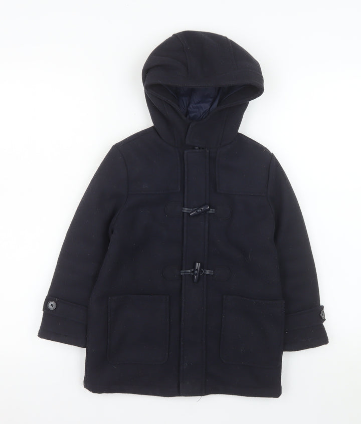 Mayoral Boys Black Duffle Coat Hooded Mid-Length 5 Years Polyester