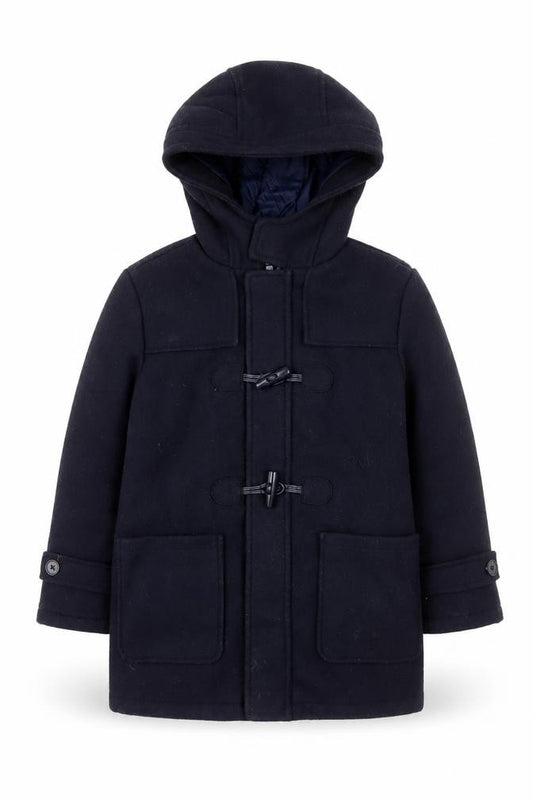 Mayoral Boys Black Duffle Coat Hooded Mid-Length 5 Years Polyester