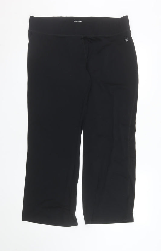 Dunnes Stores Womens Black Cropped Stretch Jersey Trousers XL
