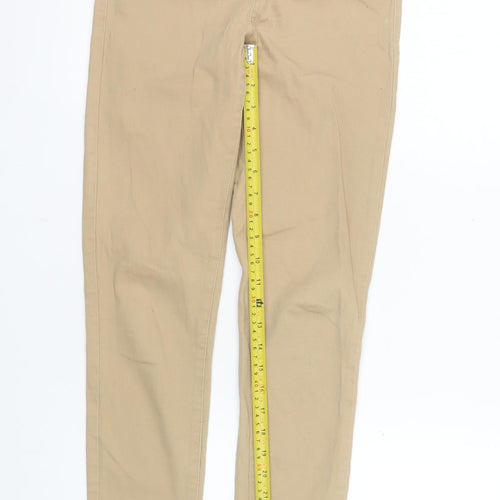 Pieces Women’s Beige High Waist Skinny Leggings S Zip Detail