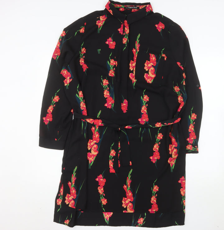 So Fabulous Women's Black Floral Shirt Dress Size 22