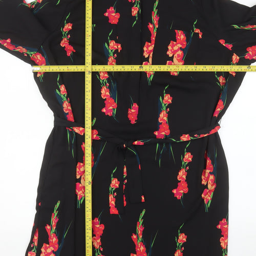 So Fabulous Women's Black Floral Shirt Dress Size 22