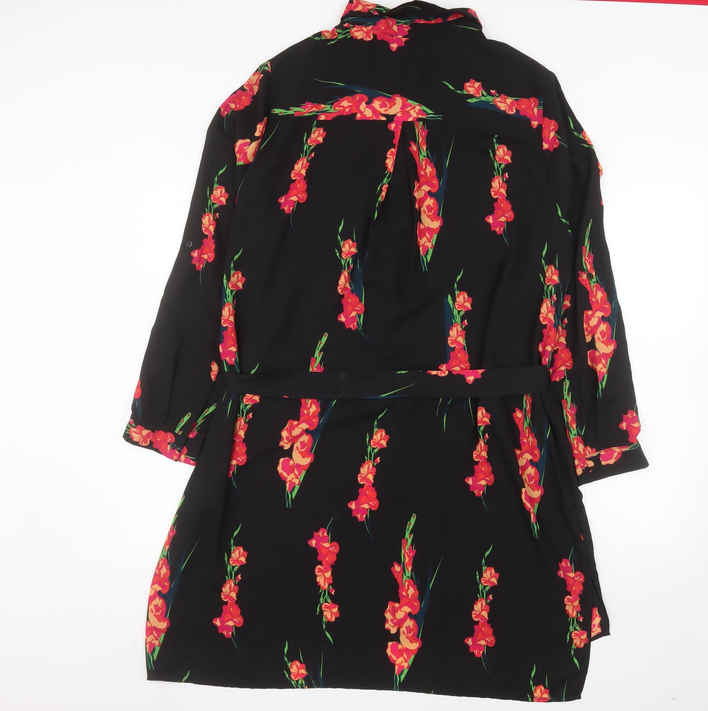 So Fabulous Women's Black Floral Shirt Dress Size 22
