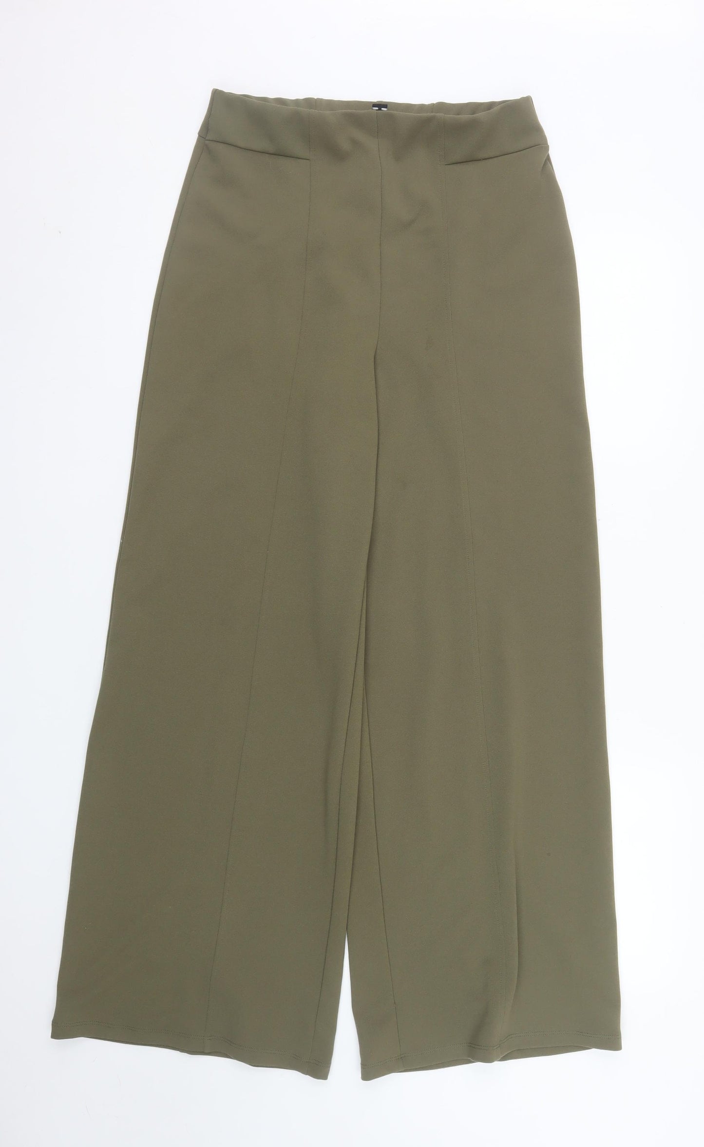River Island Womens Green Wide-Leg Cropped Trousers Size 10